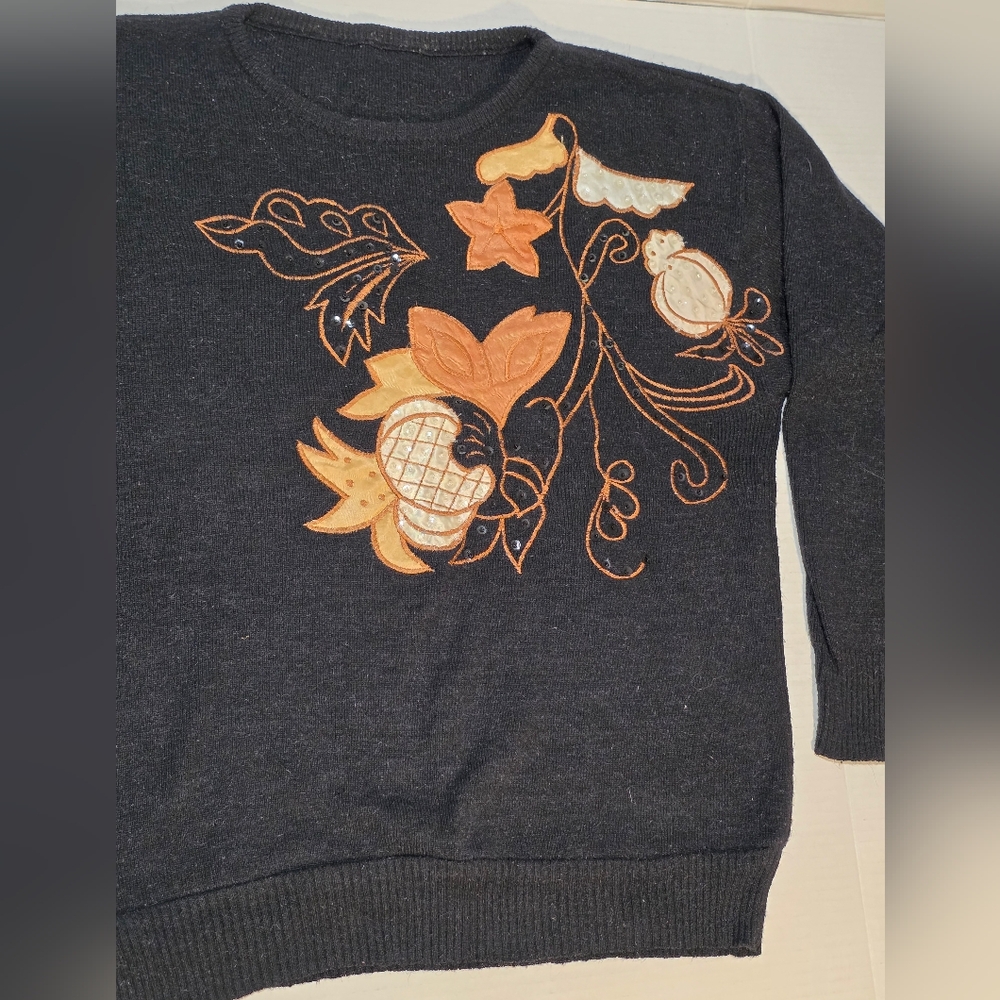 Vintage 90's Metalic Knit Sequined Sweater Womans Size M Fall Winter - Picture 2 of 7